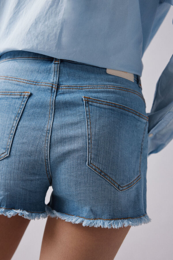 Springfield Short en jean comfort effiloché bleu acier