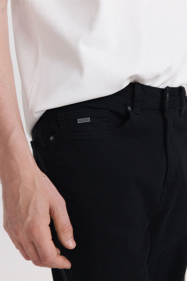 Springfield Pantalone sa 5 džepova slim kroja ispranog izgleda Crna