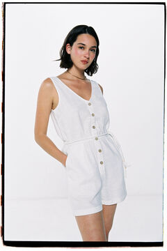 Springfield Short belted cotton jumpsuit natural