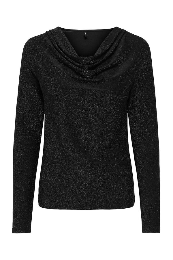 Only Top drapeado com glitter preto