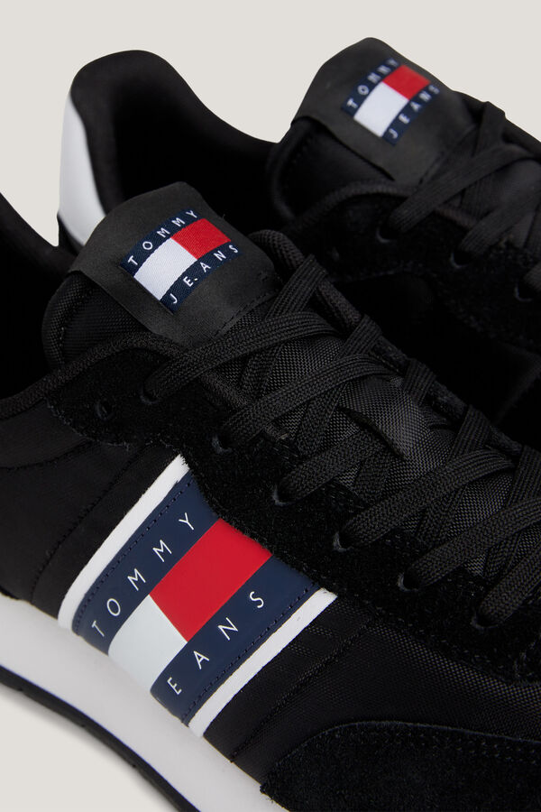 Springfield Men's Tommy Jeans runner trainer with flag black