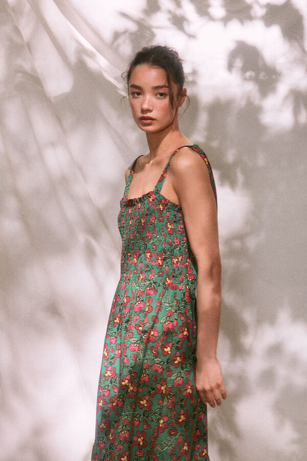 Springfield Midi haljina na bretele na vezivanje „Roots Studio“  staklo-zelena