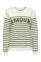 Only Sudadera de rayas con dibujo frontal verde