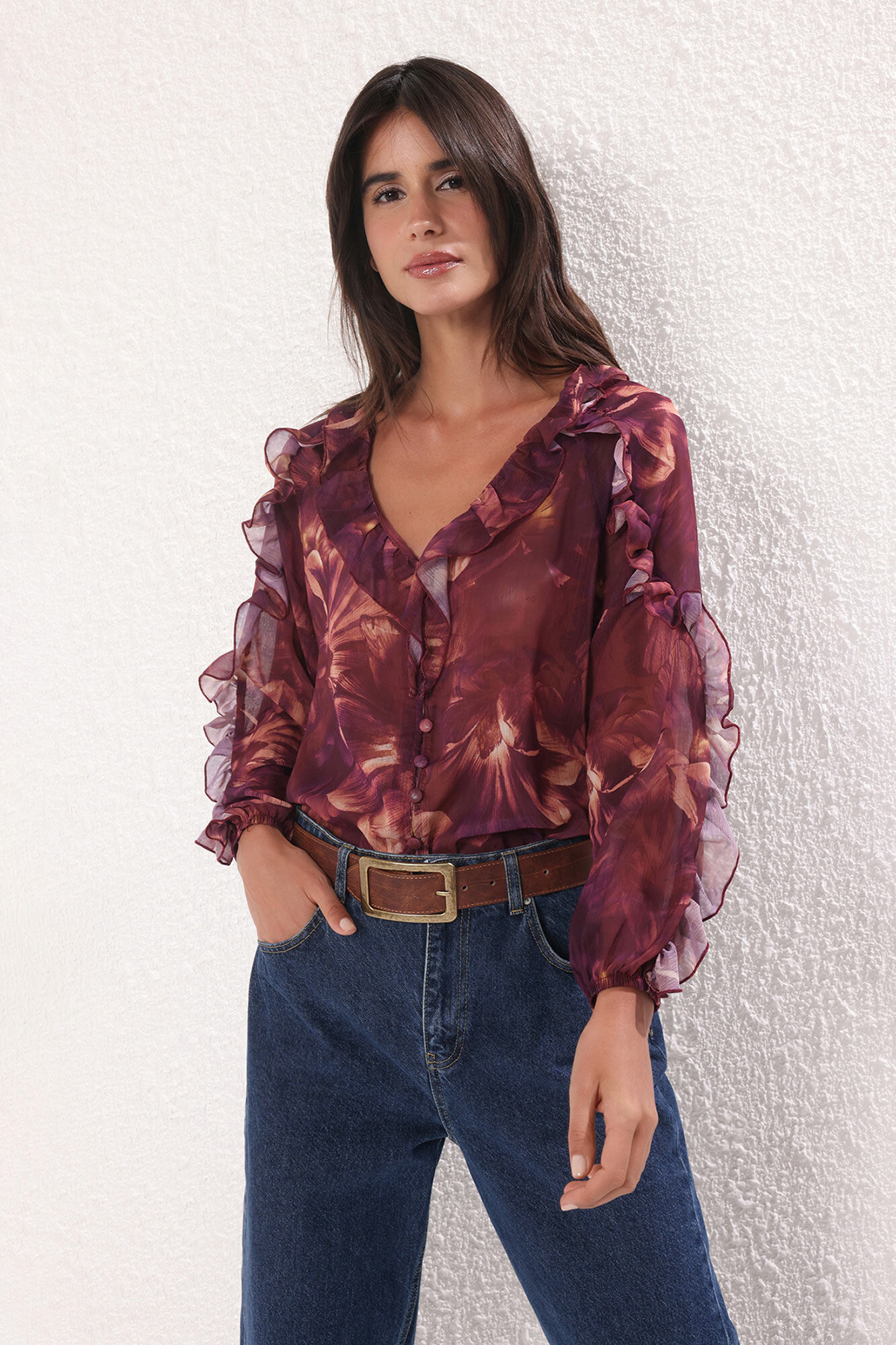 Trendyol Blusa flu&iacute;da volantes