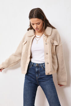 Springfield Combined faux shearling jacket camel