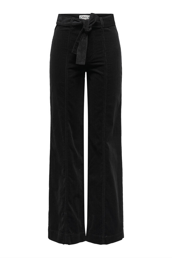 Only Wide leg corduroy trousers Crna