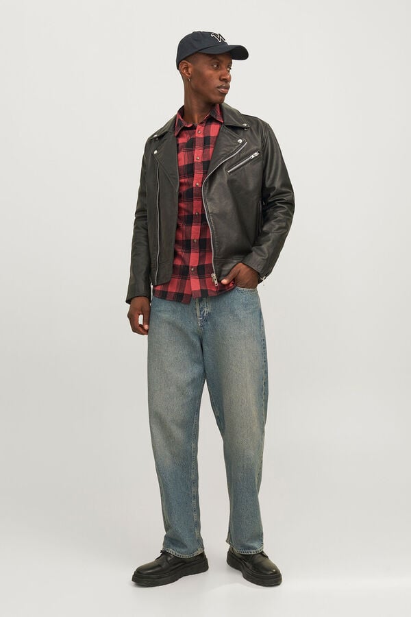 Jack & Jones Kariertes Slim-Fit-Hemd Rot