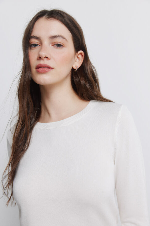 Springfield Fine knit jumper with button cuffs brown