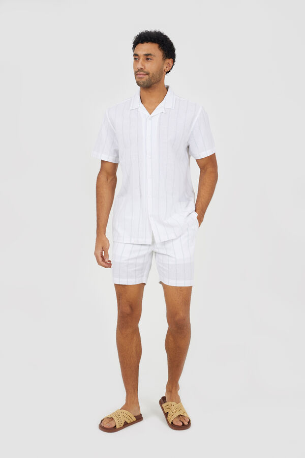 Brave Soul Striped short sleeve shirt white