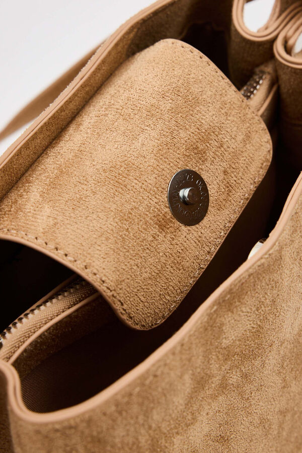 Inside Faux leather crossbody bag brown