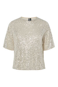 Pieces Top lentejuelas manga corta