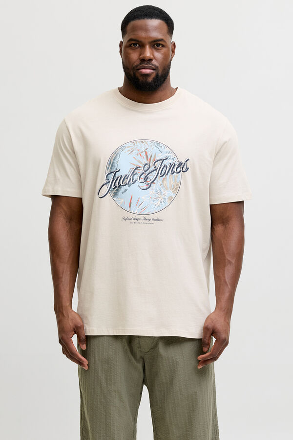 Jack & Jones PLUS Printed cotton T-shirt grey