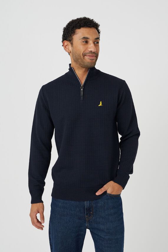 Jersey con media cremallera bordado