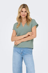 JDY Blusa manga corta lino verde