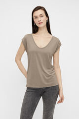 Pieces Camiseta b&aacute;sica manga corta beige