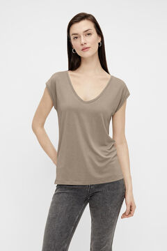 Pieces Camiseta b&aacute;sica manga corta beige