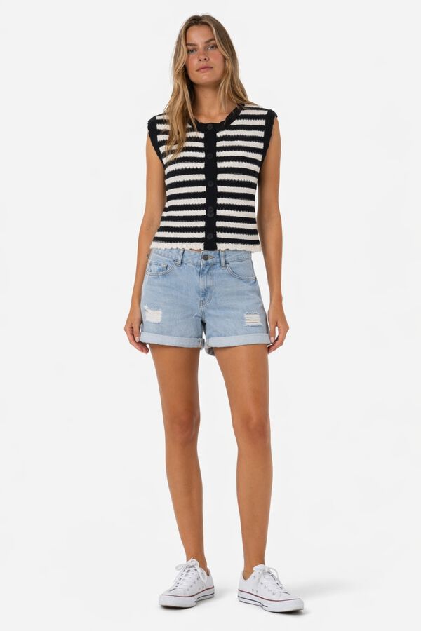 Noisy May Buttoned knit top white