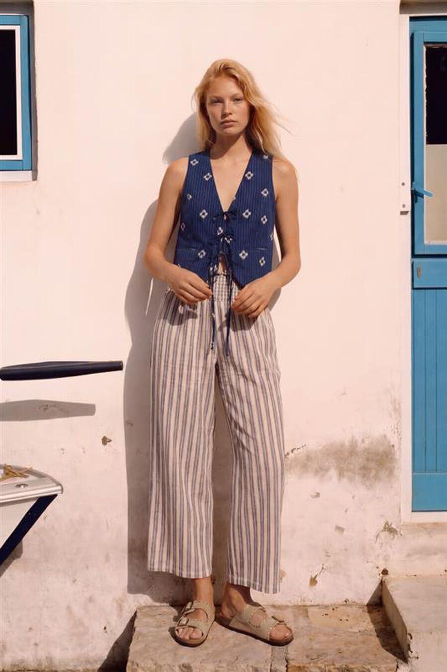 Pantalón ancho rayas