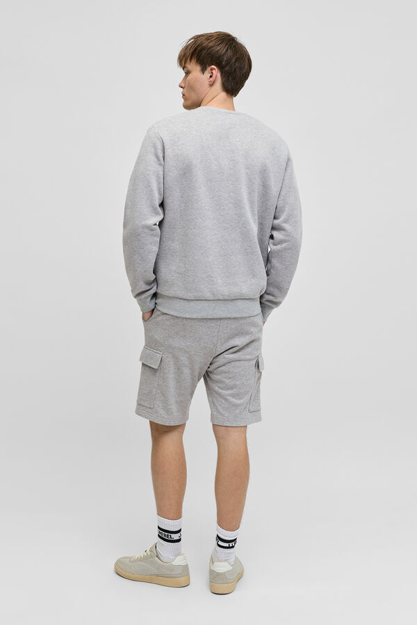 JJ REBEL Regular fit fleece cargo Bermuda shorts grey