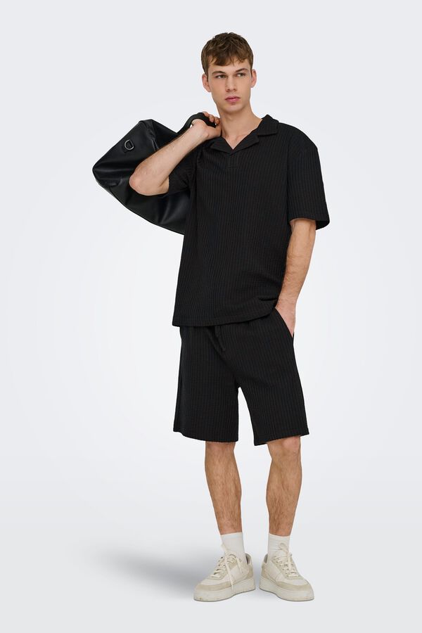 Only & Sons Textured Bermuda shorts black