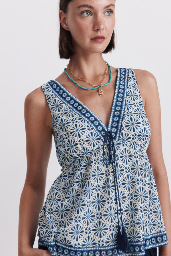 Springfield Border print top printed
