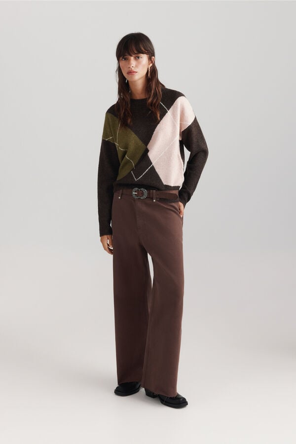 Springfield High-waisted sailor jeans brown