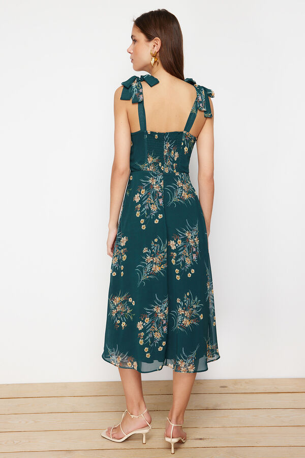 Trendyol Vestido midi tirantes lazos verde