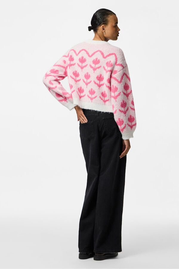 Pieces Floral print round neck sweater white