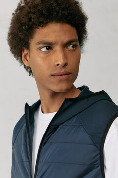 Springfield Combined quilted hooded gilet blue