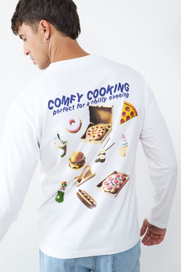 Balmohk Picnic print long sleeve T-shirt white