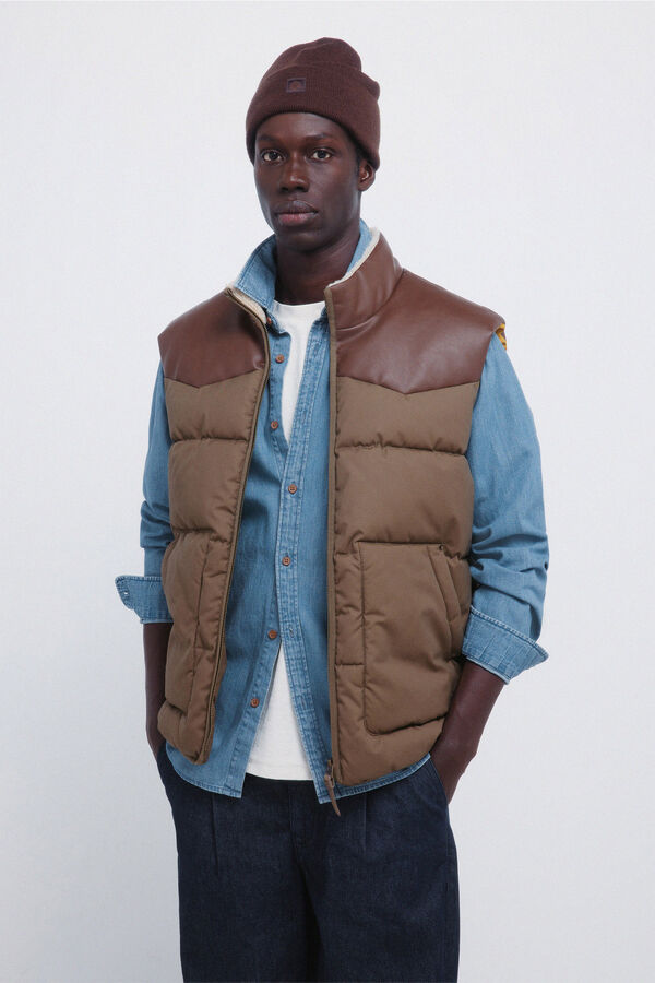 Springfield Contrast puffer gilet printed