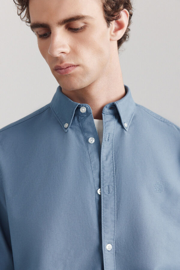 Springfield Chemise oxford teinte en pi&egrave;ce bleu