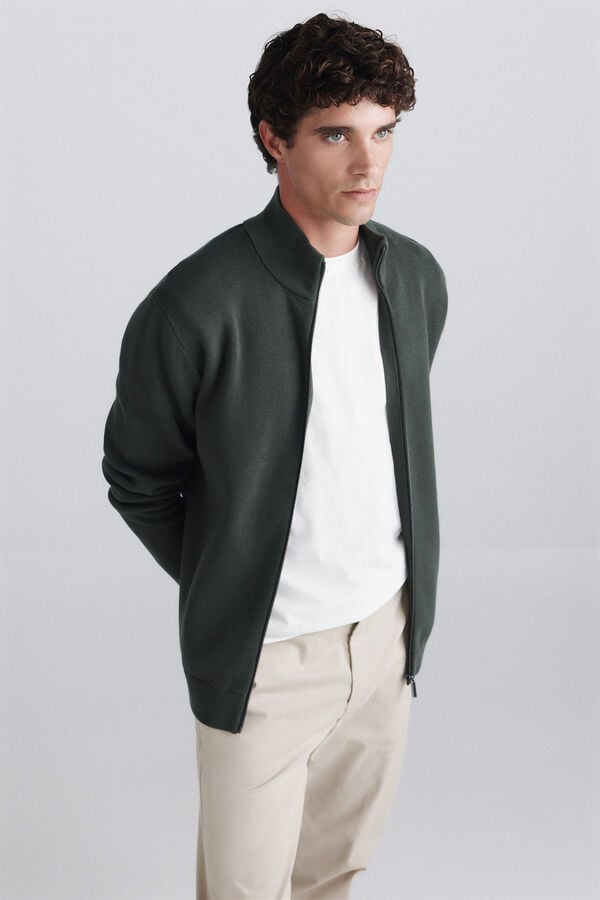 Springfield Zip fastening Milano cardigan green