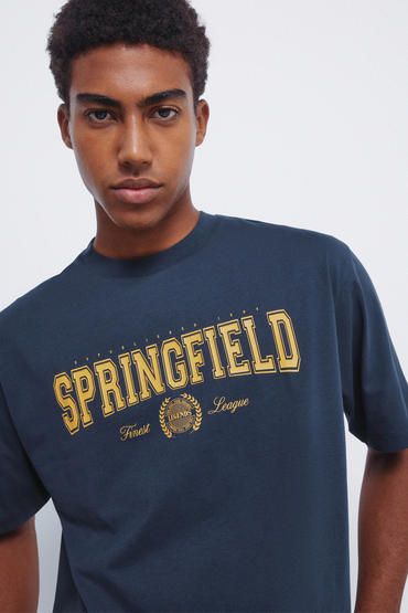 Maglietta Uomo Springfield Cotone - T-Shirt Regular Fit Con Stampa Petto E Schienale - Foto 3