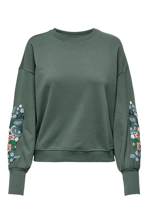 Only Sudadera cuello redondo kaki
