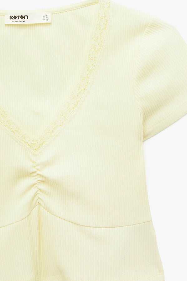 Koton Camiseta cuello pico manga corta amarillo