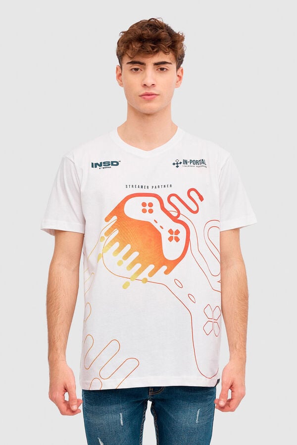 Springfield T-Shirt Print Gamer blanco