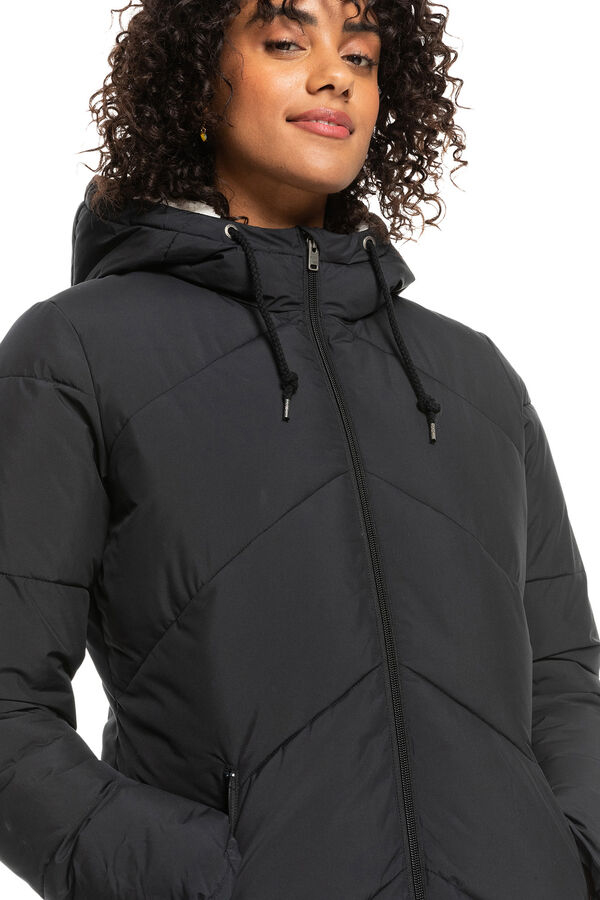 Springfield Better Weather - Longline puffer jacket with hood for women crna