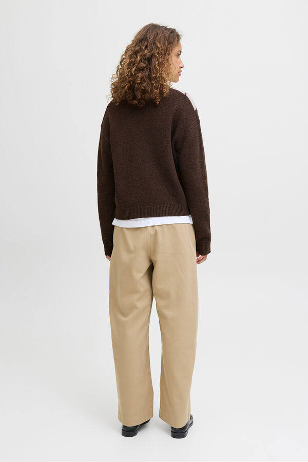 Jack & Jones Jersey de punto rombos marr&oacute;n