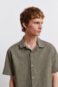 Springfield Linen-look short sleeve bowling shirt