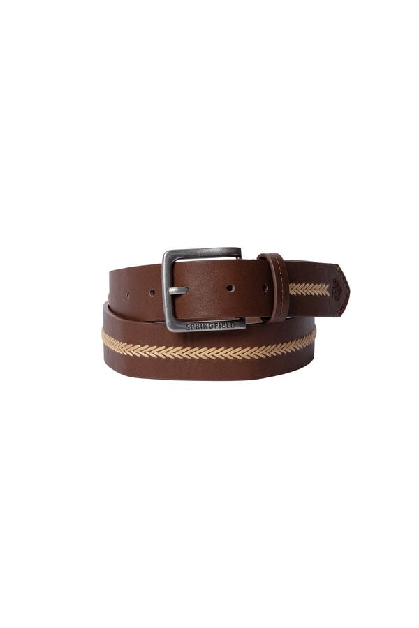 Springfield Faux leather ethnic print belt mink