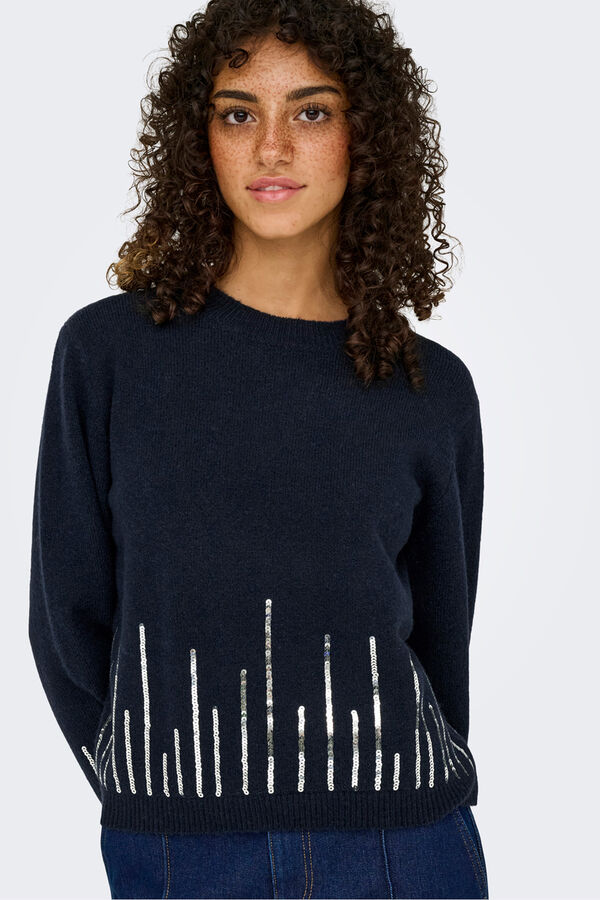 JDY Jersey cuello redondo azul