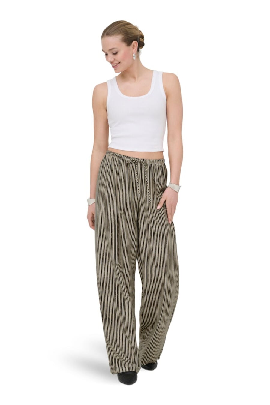 Pantalón recto cintura elástica