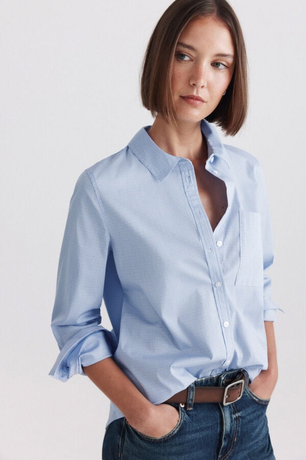 Springfield Checked basic shirt blue