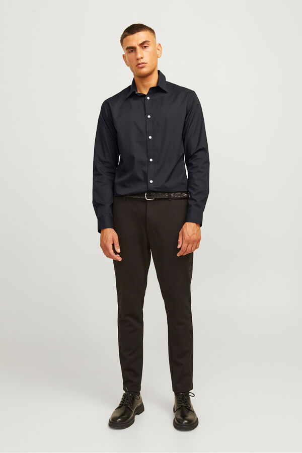 JJ REBEL Slim fit serge formal shirt black