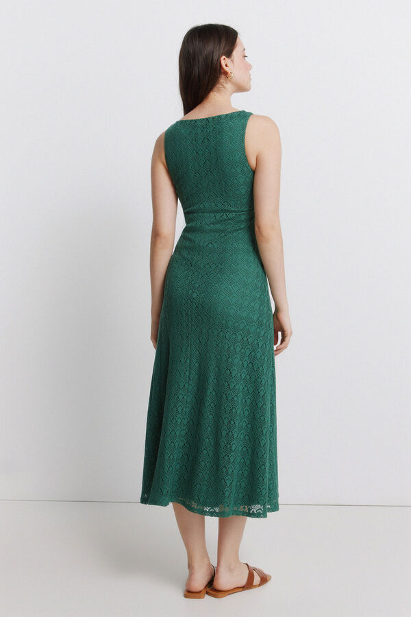 Springfield Crochet midi dress green