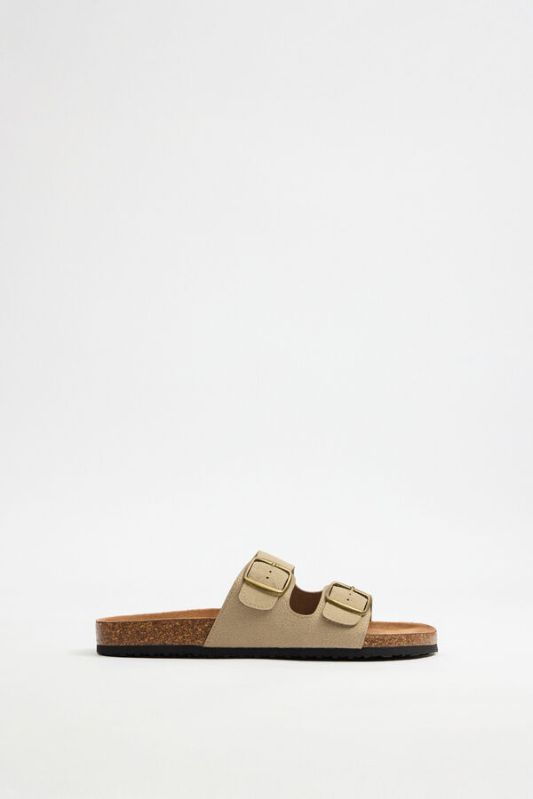 Inside Double buckle bio sandals brown