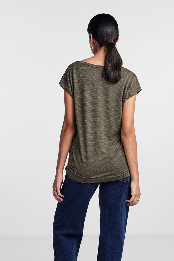 Pieces Lurex V T-shirt green