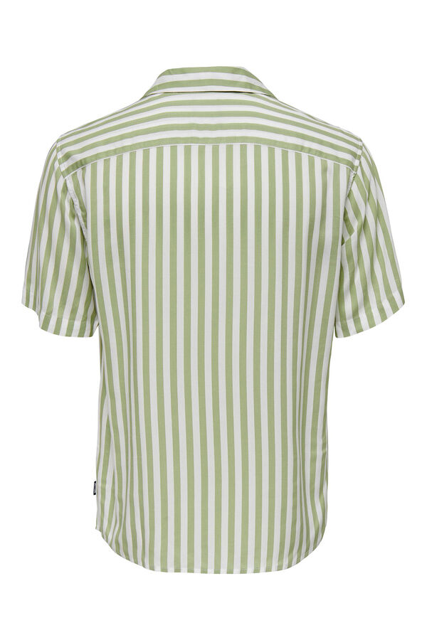 Springfield Camisa de manga curta às riscas verde