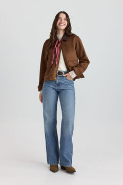 Springfield Faux suede jacket with front pockets